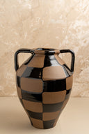 Checkered Clay Vase - Black