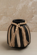 Rounded Stripped Wooden Vase