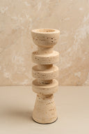 Sculpted Stone Beige Candle Stand - Large
