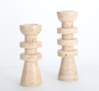 Sculpted Stone Beige Candle Stand